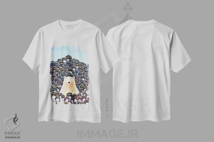 تیشرت سفید طرح دار خرس قطبی و پنگوئن ها، دکور معاصر اثر دن تاویس | immage.ir