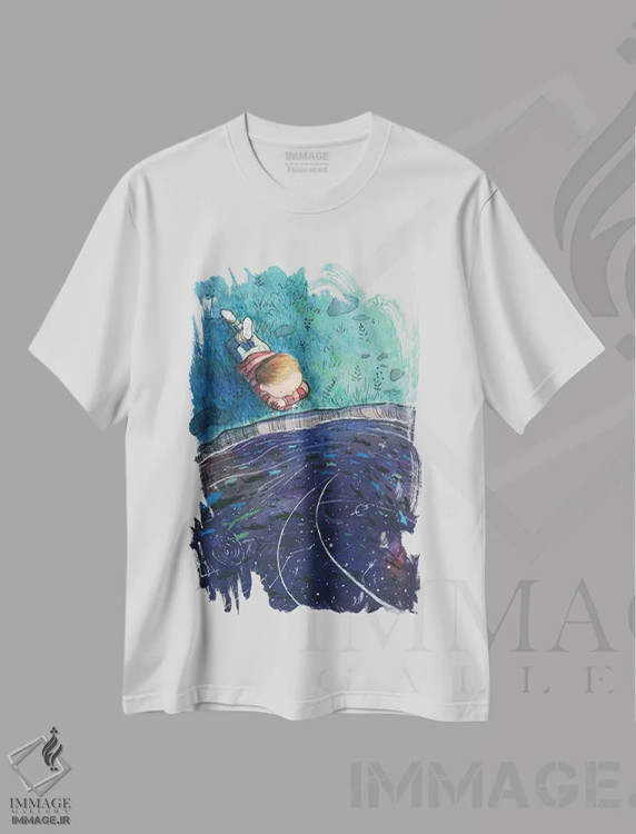 تیشرت سفید طرح دار پسر و ستاره ها، مدیوم اثر دن تاویس | فروشگاه ایماژ
