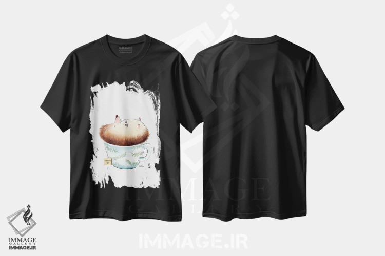 تیشرت مشکی طرح دار خارپشت خوابیده، مدیوم اثر دن تاویس | فروشگاه ایماژ