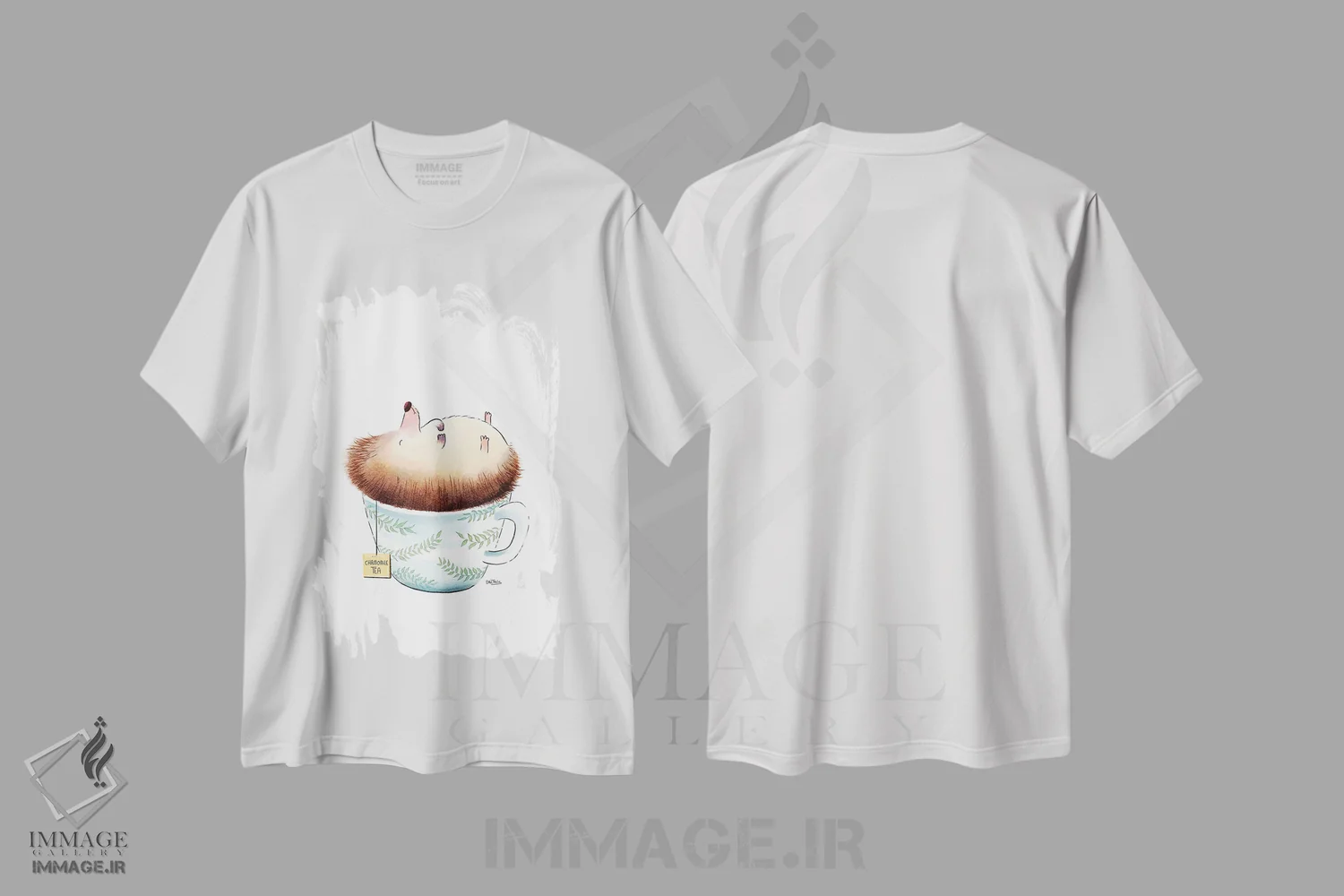 تیشرت سفید طرح دار خارپشت خوابیده، مدیوم اثر دن تاویس | immage.ir