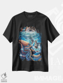 تیشرت مشکی طرح دار ابعاد زندگی دریایی، هنر فاخر معاصر اثر دکوتا دیت ویلر | فروشگاه ایماژ