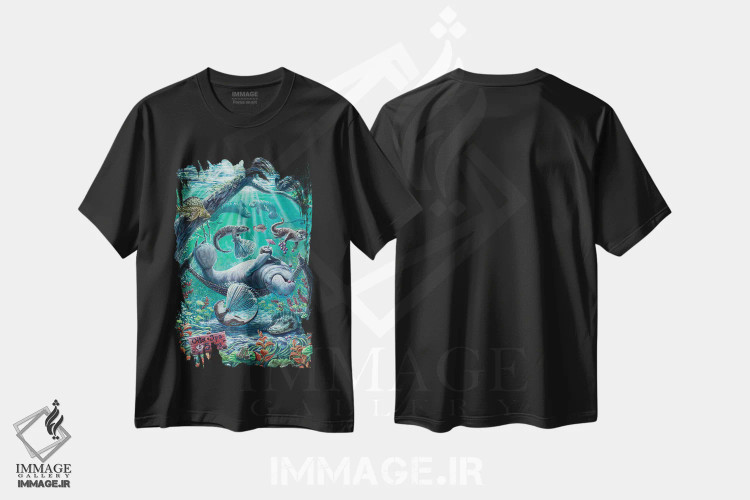 تیشرت مشکی طرح دار روز تنبلی در اسپا سمورهای آبی اثر دکوتا دیت ویلر | immage.ir