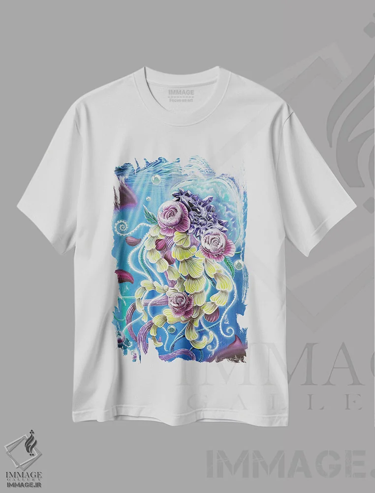 تیشرت سفید طرح دار عروس دریایی اثر دکوتا دیت ویلر | فروشگاه ایماژ