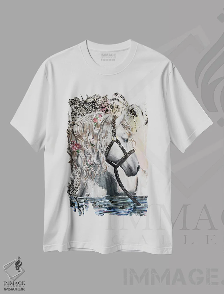 تیشرت سفید طرح دار قدیس، هنر فاخر معاصر اثر دکوتا دیت ویلر | فروشگاه ایماژ