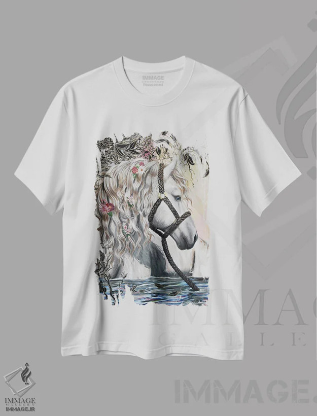 تیشرت سفید طرح دار قدیس، هنر فاخر معاصر اثر دکوتا دیت ویلر | فروشگاه ایماژ