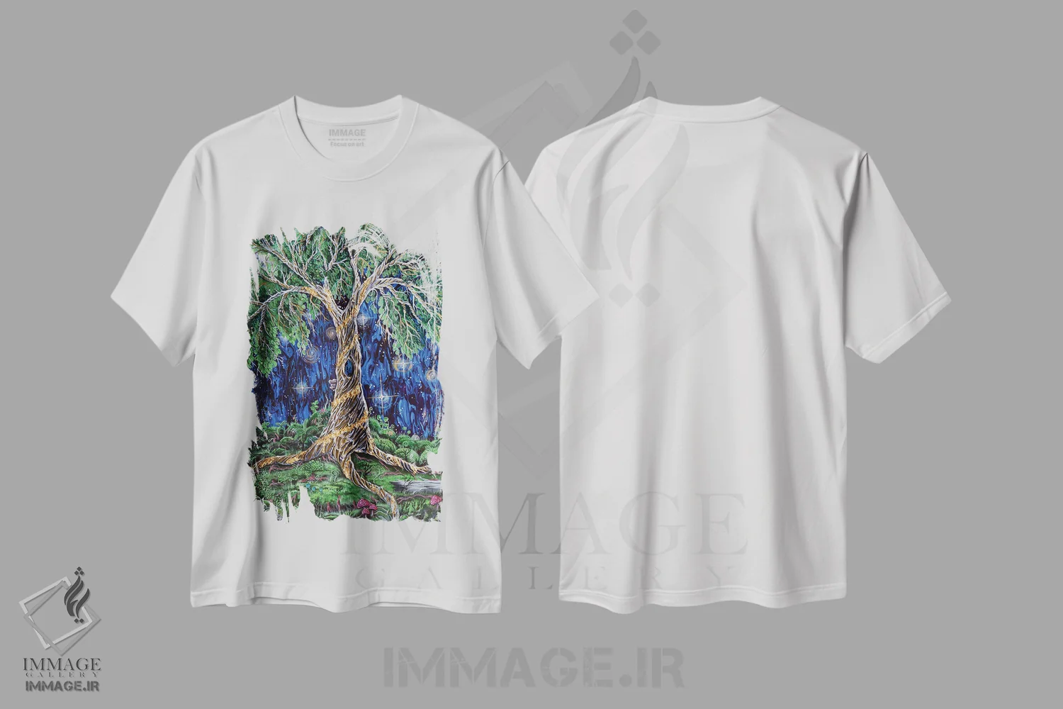 تیشرت سفید طرح دار درخت خیزش ققنوس، هنر فاخر معاصر اثر دکوتا دیت ویلر | immage.ir