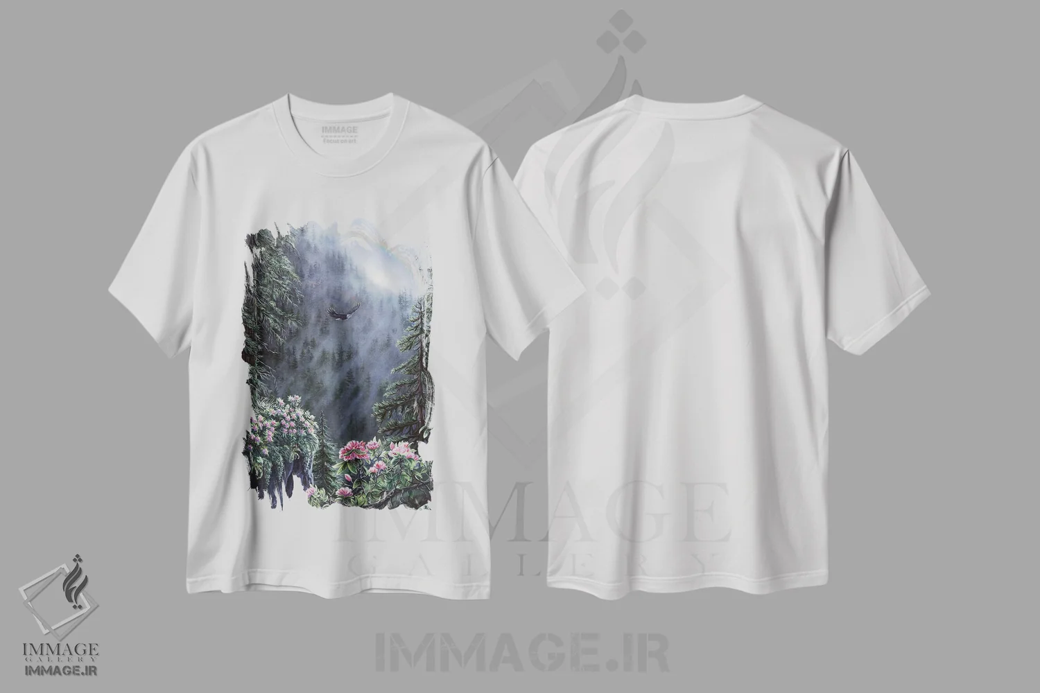 تیشرت سفید طرح دار لبه نقره ای، هنر فاخر معاصر اثر دکوتا دیت ویلر | فروشگاه ایماژ