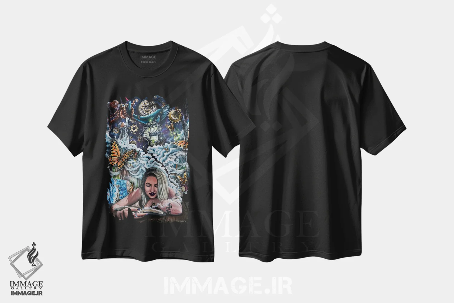 تیشرت مشکی طرح دار پرتره از خود، هنر فاخر معاصر اثر دکوتا دیت ویلر | فروشگاه ایماژ