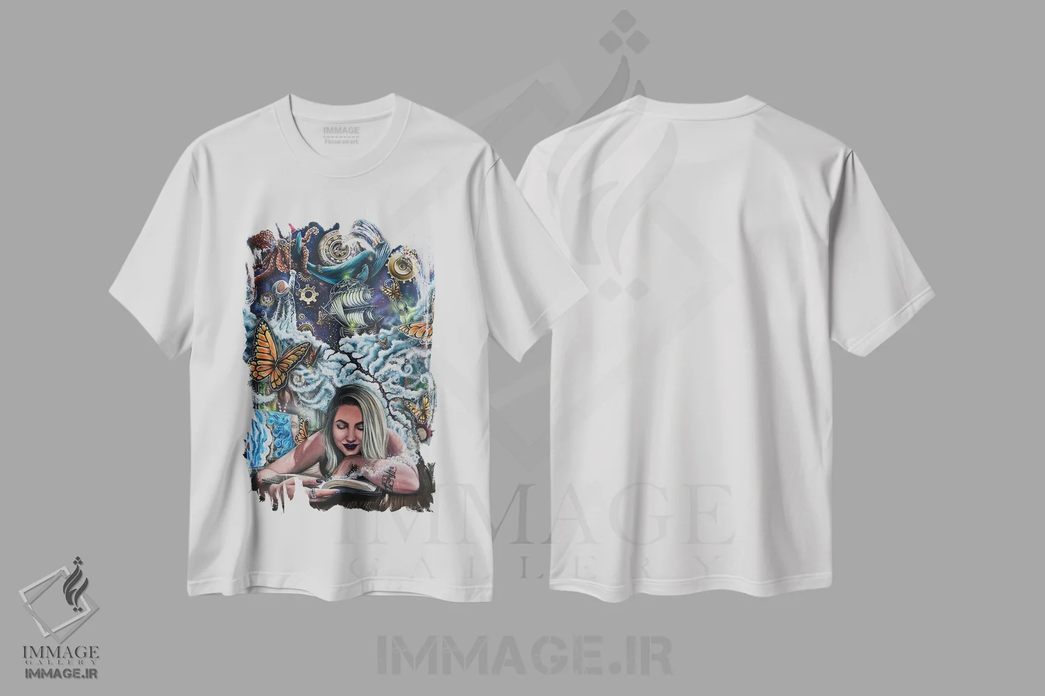 تیشرت سفید طرح دار پرتره از خود، هنر فاخر معاصر اثر دکوتا دیت ویلر | immage.ir