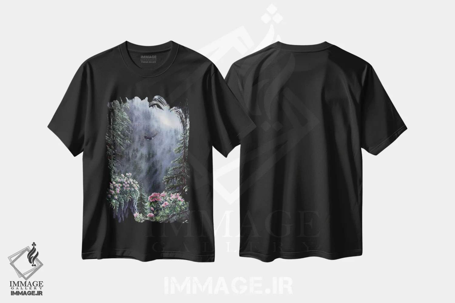 تیشرت مشکی طرح دار لبه نقره ای، هنر فاخر معاصر اثر دکوتا دیت ویلر | immage.ir