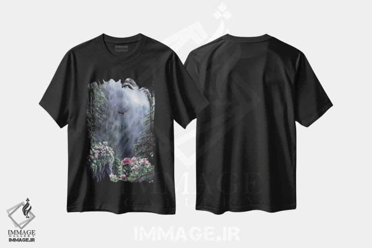 تیشرت مشکی طرح دار لبه نقره ای، هنر فاخر معاصر اثر دکوتا دیت ویلر | immage.ir