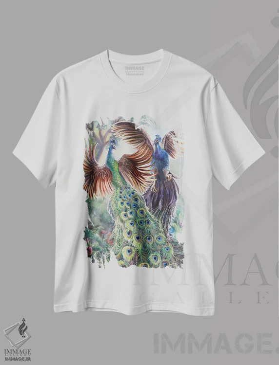 تیشرت سفید طرح دار پرندگان شبیه هم اثر دکوتا دیت ویلر | immage.ir