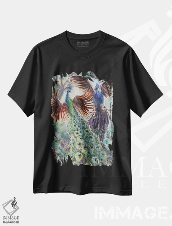تیشرت مشکی طرح دار پرندگان شبیه هم اثر دکوتا دیت ویلر | فروشگاه ایماژ