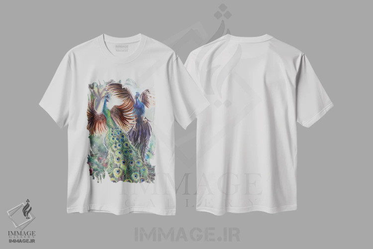 تیشرت سفید طرح دار پرندگان شبیه هم اثر دکوتا دیت ویلر | immage.ir
