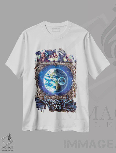 تیشرت سفید طرح دار سرنوشت ها، هنر فاخر معاصر اثر دکوتا دیت ویلر | فروشگاه ایماژ