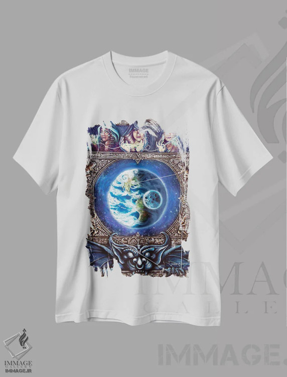 تیشرت سفید طرح دار سرنوشت ها، هنر فاخر معاصر اثر دکوتا دیت ویلر | فروشگاه ایماژ