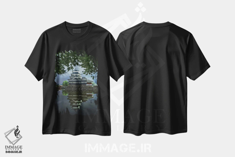 تیشرت مشکی طرح دار قلعه ماتسوموتو نه، مدیوم اثر دایسوکه اوئه ماتسو | فروشگاه ایماژ
