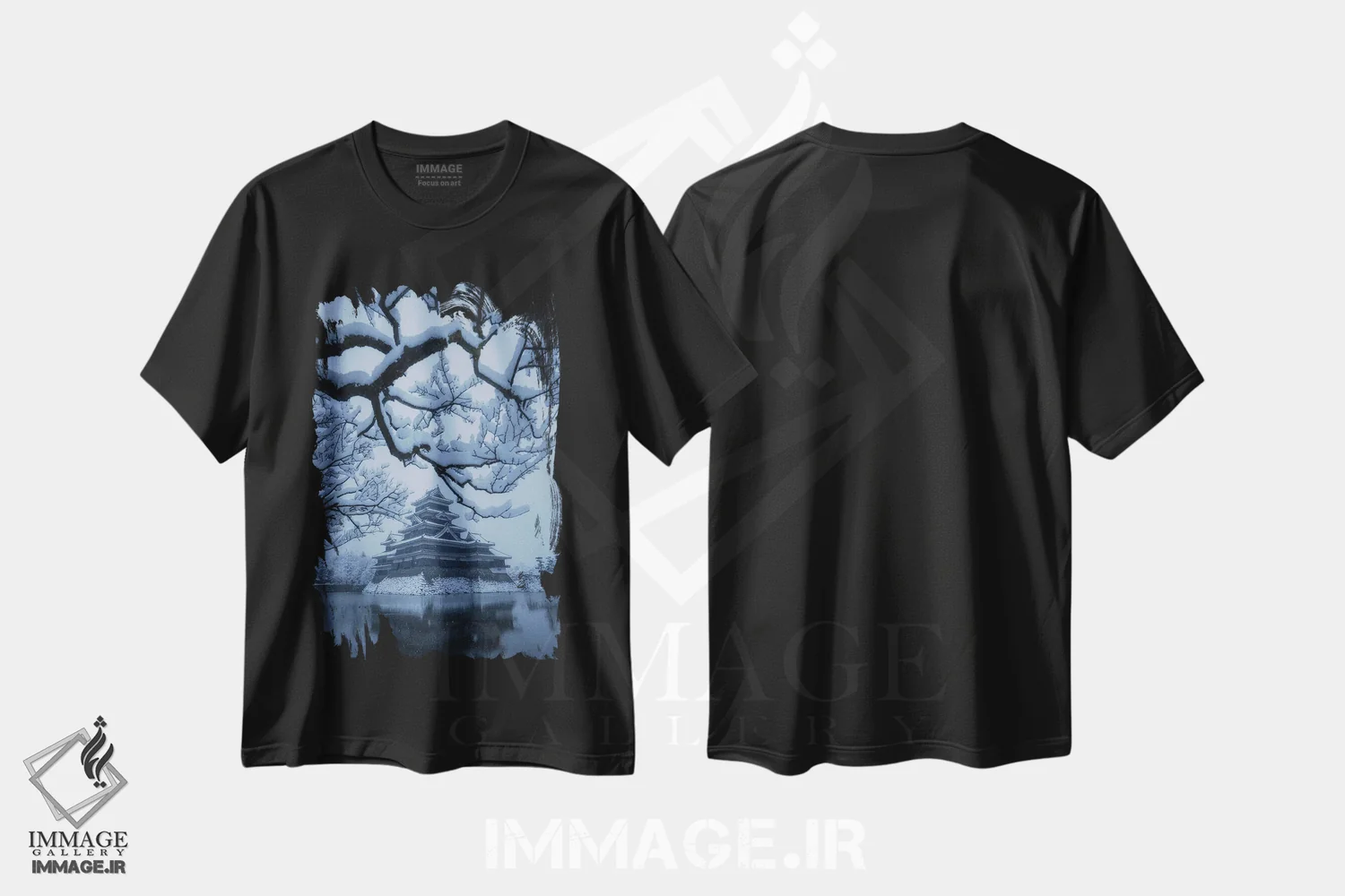 تیشرت مشکی طرح دار قلعه ماتسوموتو ده، مدیوم اثر دایسوکه اوئه ماتسو | immage.ir
