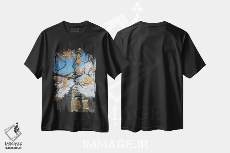 تیشرت مشکی طرح دار قلعه ماتسوموتو یازده، مدیوم اثر دایسوکه اوئه ماتسو | immage.ir