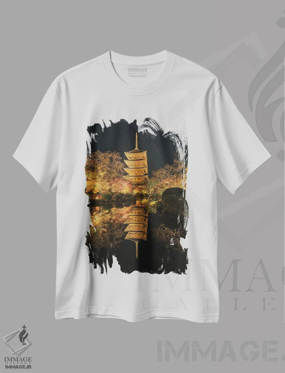 تیشرت سفید طرح دار پاییز در ژاپن دوازده، مدیوم اثر دایسوکه اوئه ماتسو | فروشگاه ایماژ