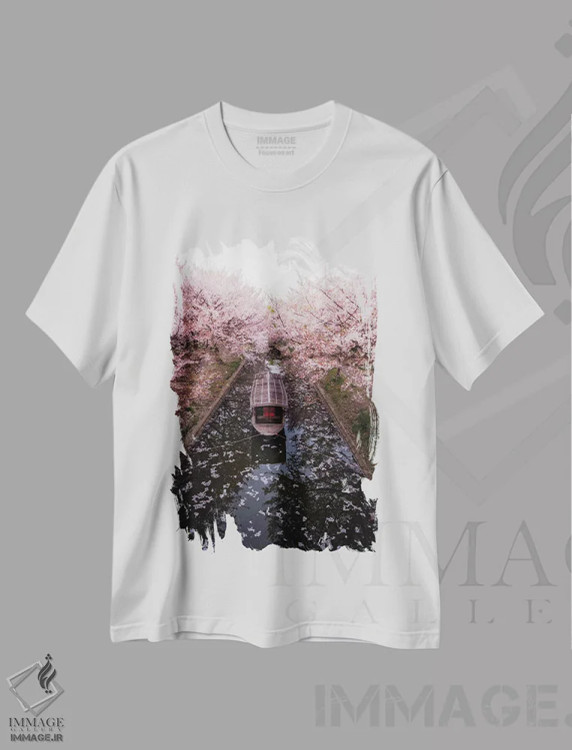 تیشرت سفید طرح دار بهار در ژاپن بیست و سوم، مدیوم اثر دایسوکه اوئه ماتسو | فروشگاه ایماژ