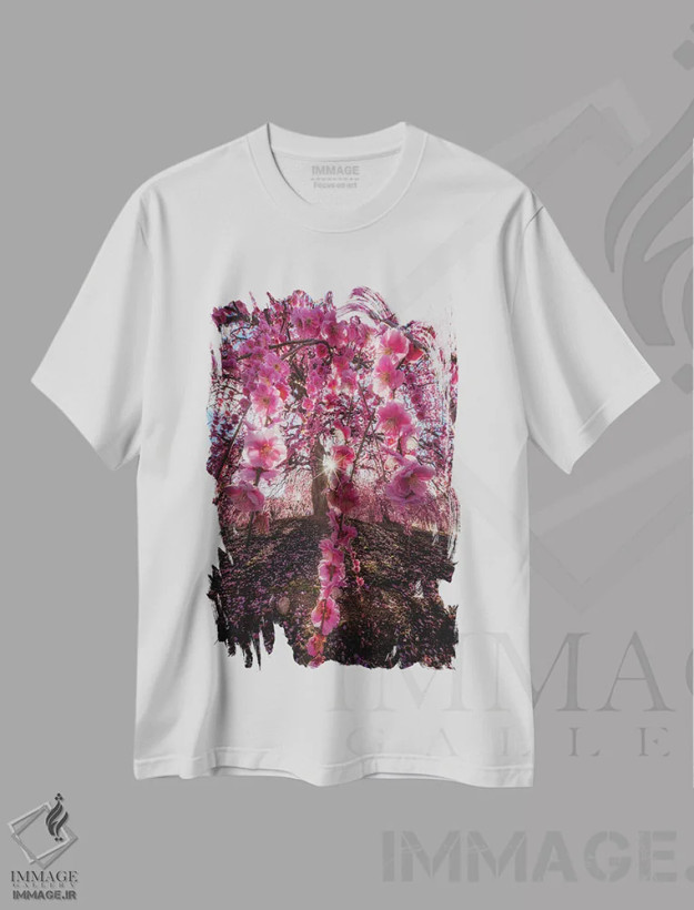 تیشرت سفید طرح دار بهار در ژاپن بیست و پنجم، مدیوم اثر دایسوکه اوئه ماتسو | فروشگاه ایماژ