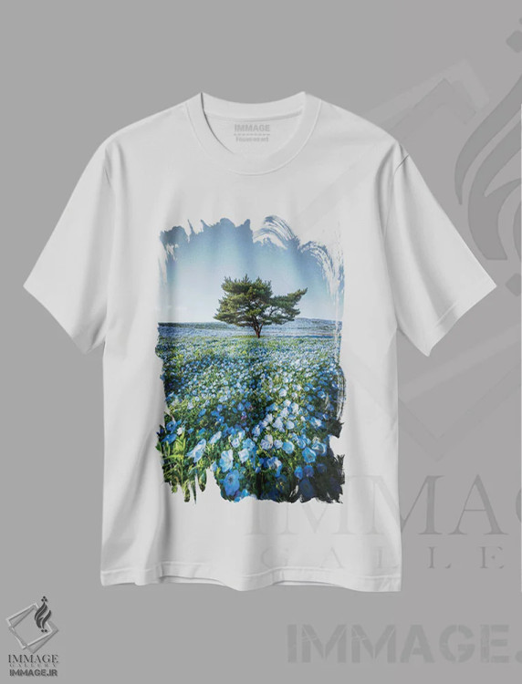 تیشرت سفید طرح دار بهار در ژاپن بیست و هشتم، مدیوم اثر دایسوکه اوئه ماتسو | فروشگاه ایماژ