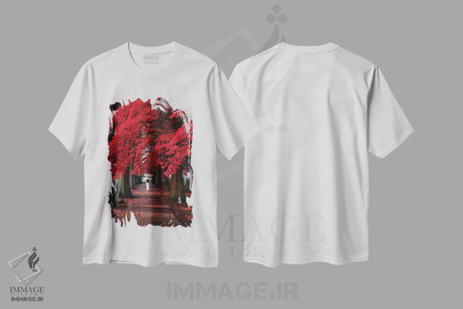 تیشرت سفید طرح دار پاییز در ژاپن سی و سوم، مدیوم اثر دایسوکه اوئه ماتسو | فروشگاه ایماژ