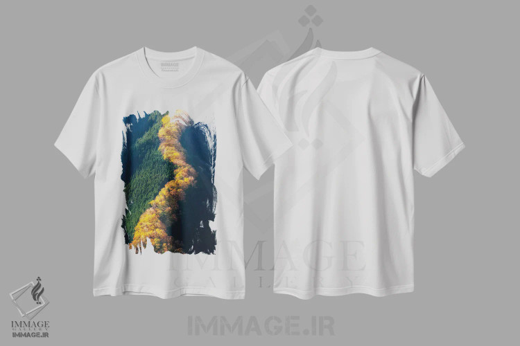 تیشرت سفید طرح دار پاییز در ژاپن چهارده، مدیوم اثر دایسوکه اوئه ماتسو | فروشگاه ایماژ