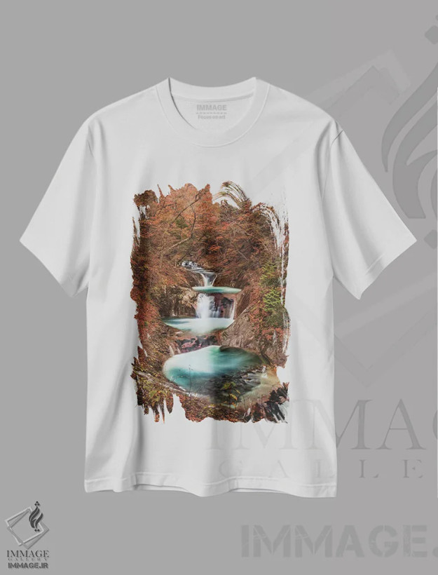 تیشرت سفید طرح دار پاییز در ژاپن پانزده، مدیوم اثر دایسوکه اوئه ماتسو | فروشگاه ایماژ