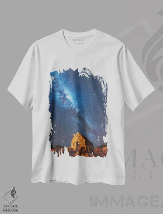 تیشرت سفید طرح دار کلیسای تکاپو دو، نیوزیلند، مدیوم اثر دایسوکه اوئه ماتسو | immage.ir