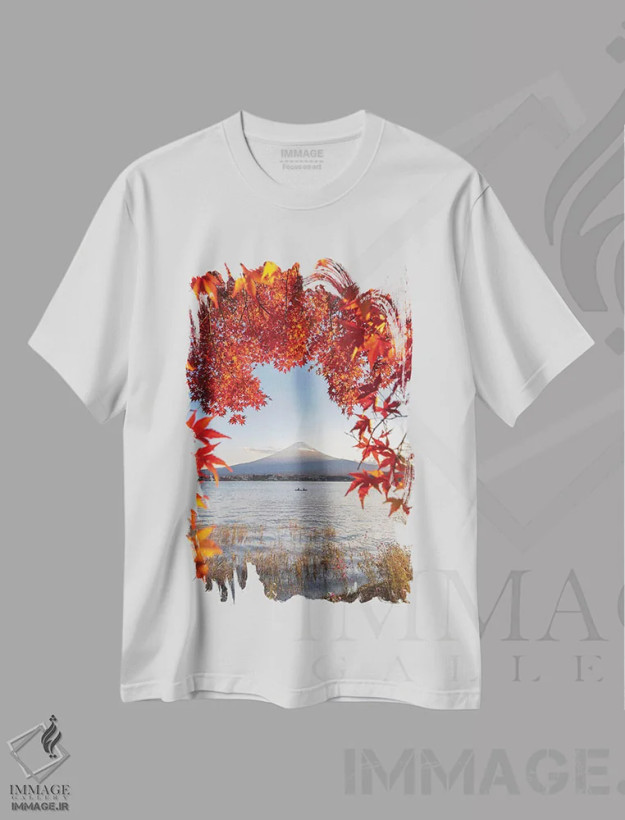 تیشرت سفید طرح دار پاییز در ژاپن دو، مدیوم اثر دایسوکه اوئه ماتسو | فروشگاه ایماژ