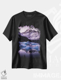 تیشرت مشکی طرح دار دریاچه یخچال هوکر، نیوزیلند، مدیوم اثر دایسوکه اوئه ماتسو | فروشگاه ایماژ