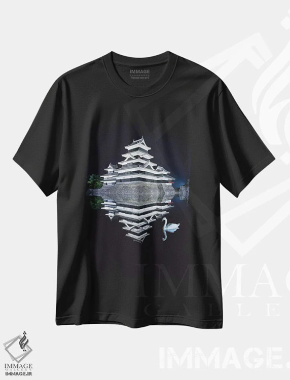 تیشرت مشکی طرح دار قلعه ماتسوموتو یک، مدیوم اثر دایسوکه اوئه ماتسو | فروشگاه ایماژ