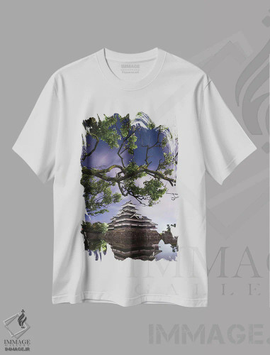 تیشرت سفید طرح دار قلعه ماتسوموتو دو، مدیوم اثر دایسوکه اوئه ماتسو | فروشگاه ایماژ