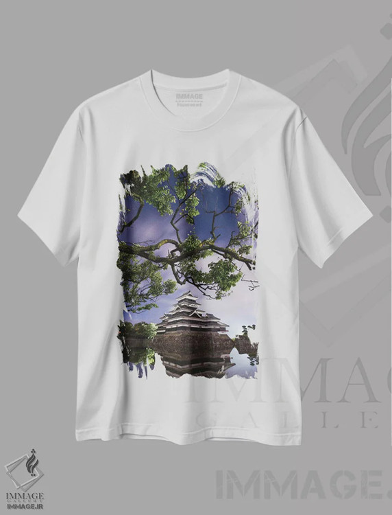 تیشرت سفید طرح دار قلعه ماتسوموتو دو، مدیوم اثر دایسوکه اوئه ماتسو | فروشگاه ایماژ