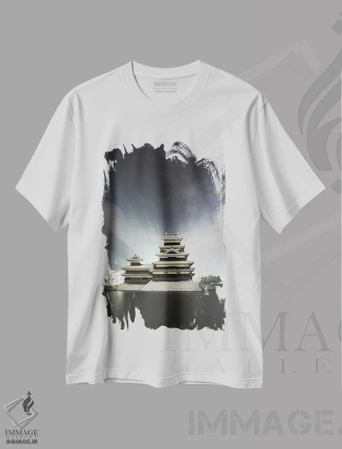 تیشرت سفید طرح دار قلعه ماتسوموتو چهار، مدیوم اثر دایسوکه اوئه ماتسو | فروشگاه ایماژ