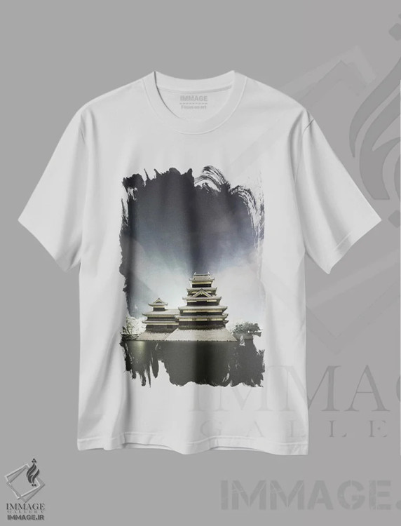 تیشرت سفید طرح دار قلعه ماتسوموتو چهار، مدیوم اثر دایسوکه اوئه ماتسو | فروشگاه ایماژ