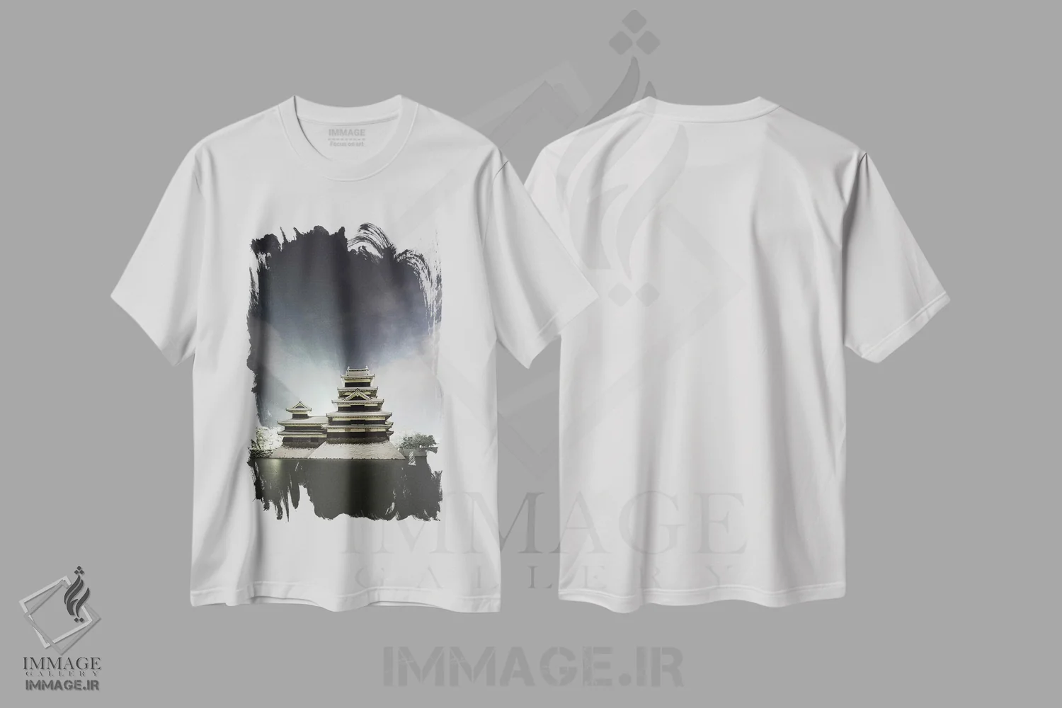 تیشرت سفید طرح دار قلعه ماتسوموتو چهار، مدیوم اثر دایسوکه اوئه ماتسو | فروشگاه ایماژ