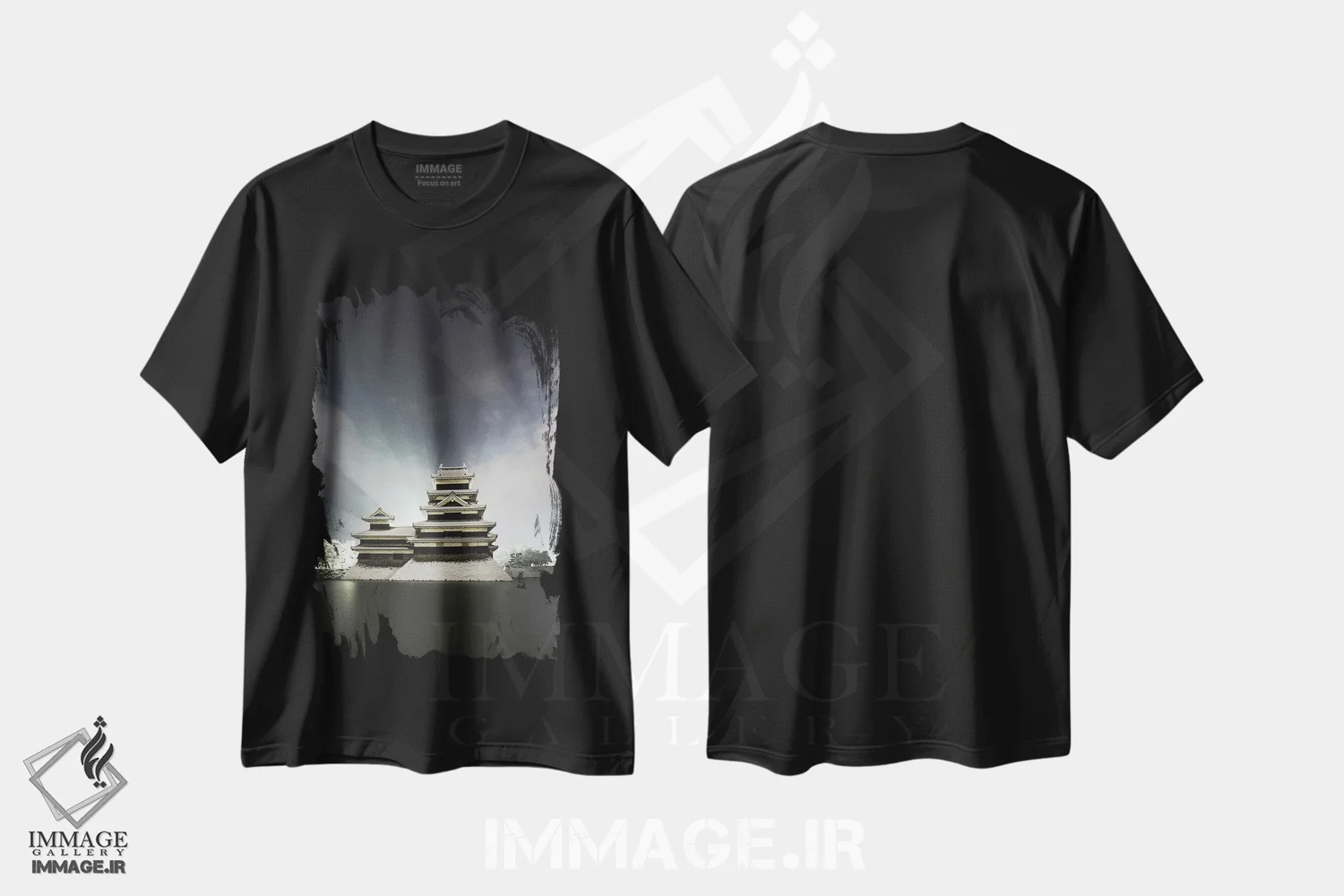تیشرت مشکی طرح دار قلعه ماتسوموتو چهار، مدیوم اثر دایسوکه اوئه ماتسو | immage.ir