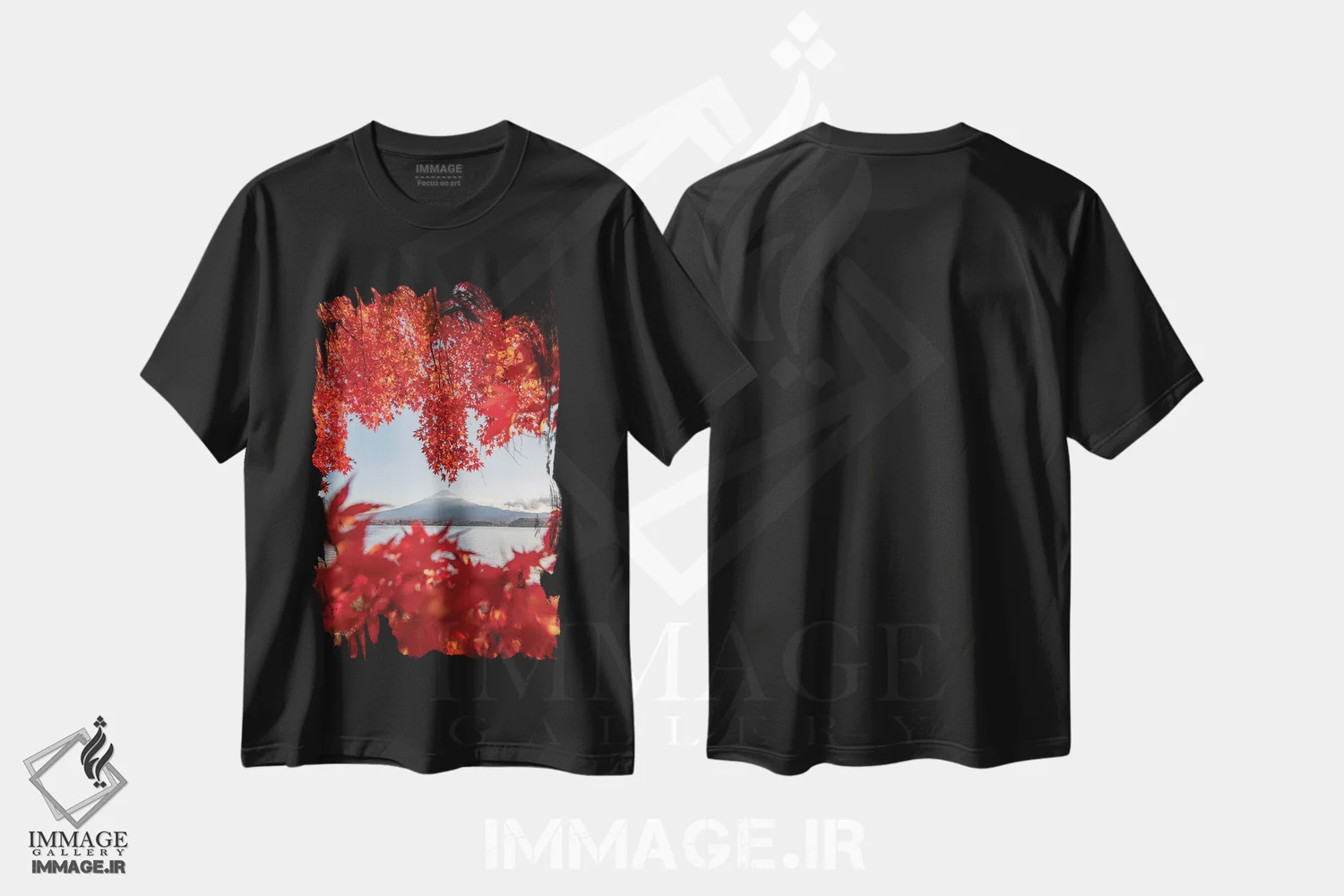 تیشرت مشکی طرح دار پاییز در ژاپن سه، مدیوم اثر دایسوکه اوئه ماتسو | فروشگاه ایماژ