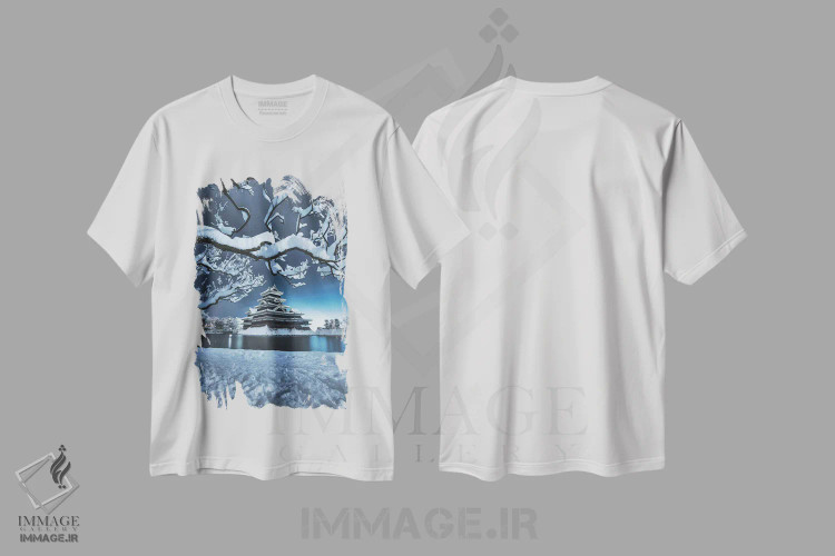 تیشرت سفید طرح دار قلعه ماتسوموتو شش، مدیوم اثر دایسوکه اوئه ماتسو | فروشگاه ایماژ