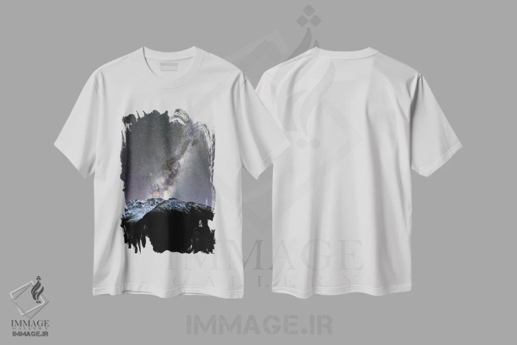 تیشرت سفید طرح دار پارک ملی کوه کوک، نیوزیلند، مدیوم اثر دایسوکه اوئه ماتسو | فروشگاه ایماژ