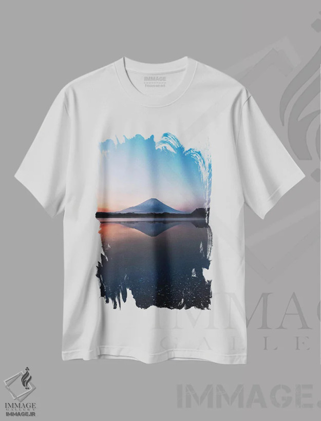 تیشرت سفید طرح دار کوه فوجی پنج، مدیوم اثر دایسوکه اوئه ماتسو | فروشگاه ایماژ