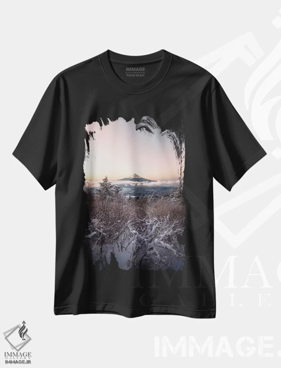 تیشرت مشکی طرح دار کوه فوجی دوازده، مدیوم اثر دایسوکه اوئه ماتسو | فروشگاه ایماژ