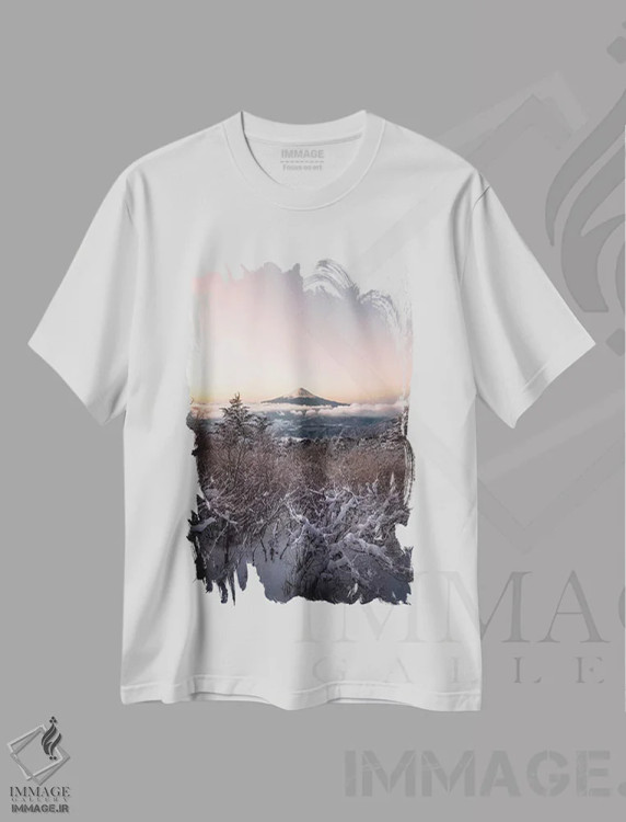 تیشرت سفید طرح دار کوه فوجی دوازده، مدیوم اثر دایسوکه اوئه ماتسو | immage.ir