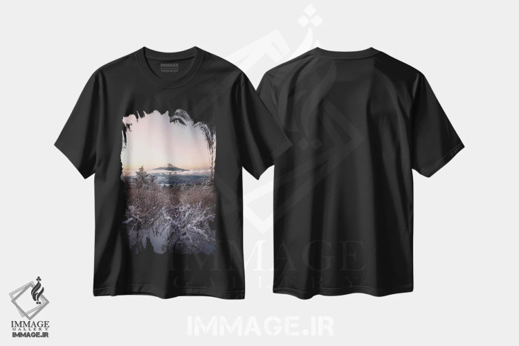 تیشرت مشکی طرح دار کوه فوجی دوازده، مدیوم اثر دایسوکه اوئه ماتسو | فروشگاه ایماژ