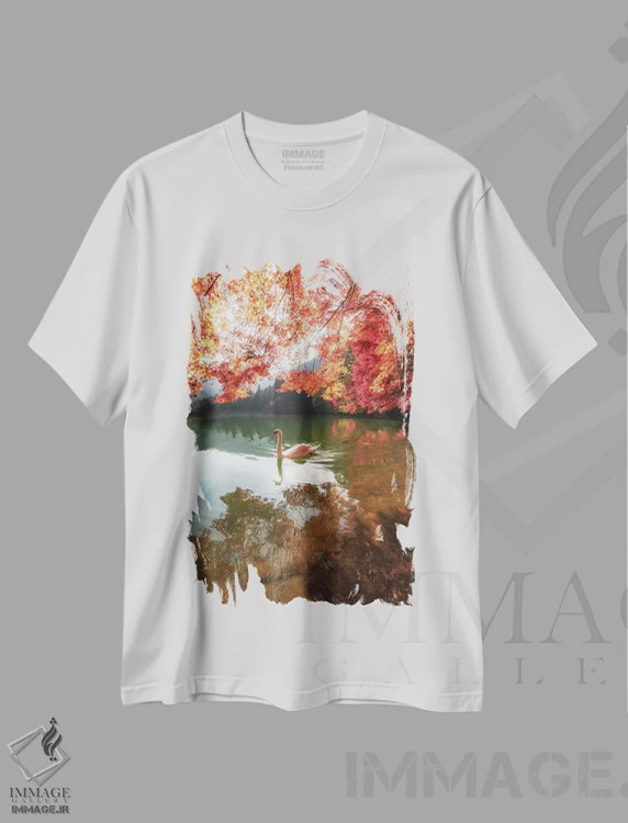 تیشرت سفید طرح دار پاییز در ژاپن پنج، مدیوم اثر دایسوکه اوئه ماتسو | فروشگاه ایماژ