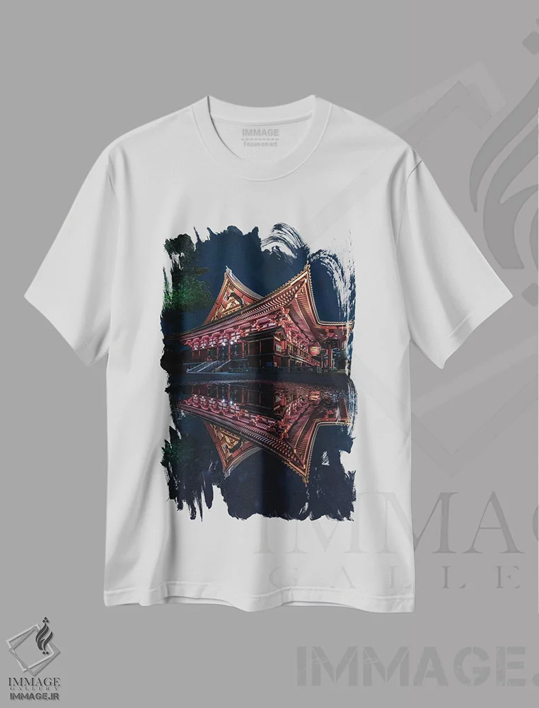 تیشرت سفید طرح دار معبد سنسوجی، آساکوسا، توکیو، مدیوم اثر دایسوکه اوئه ماتسو | immage.ir