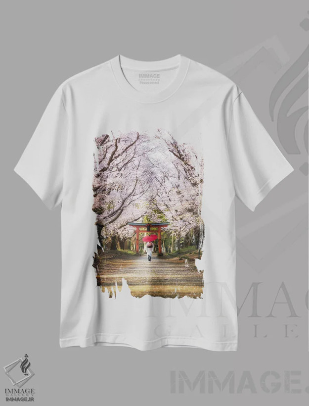 تیشرت سفید طرح دار بهار در ژاپن سه، مدیوم اثر دایسوکه اوئه ماتسو | فروشگاه ایماژ